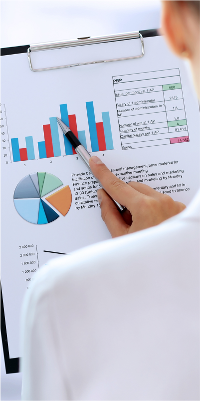 a Professional Woman Holds a Clipboard with a Graph, Indicating Her Involvement in Business Analysis and Decision-making.