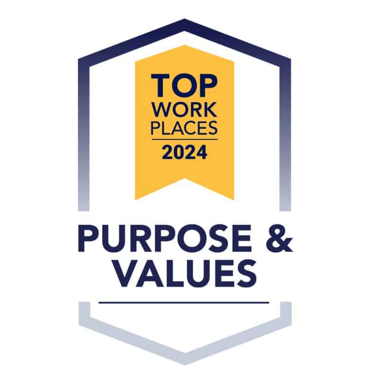 Top Work Places 2024 Purpose and Values Award.